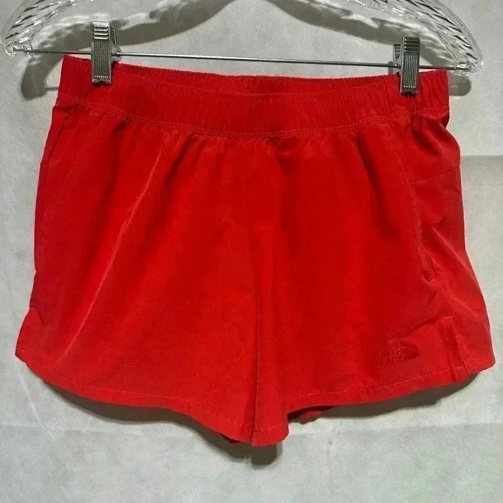 The North Face Class V Elastic Waist Shorts Red Orange Women’s Sz M Zip Pocket
